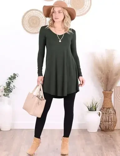 Popana Womens Long Sleeve Tunic Tops to Wear with Leggings - Long Tunic Shirts for Women Loose Fit Dressy Plus Size Casual - 3