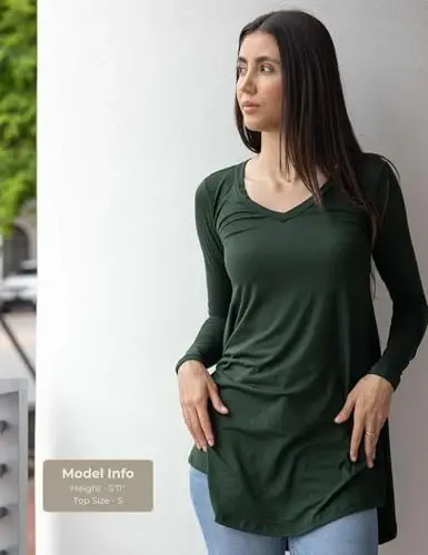 Popana Womens Long Sleeve Tunic Tops to Wear with Leggings - Long Tunic Shirts for Women Loose Fit Dressy Plus Size Casual - POPANA (1)