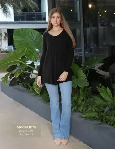 Popana Womens Long Sleeve Tunic Tops to Wear with Leggings - Long Tunic Shirts for Women Loose Fit Dressy Plus Size Casual - POPANA (1)