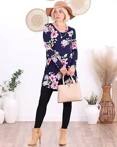 Popana Womens Long Sleeve Tunic Tops to Wear with Leggings - Long Tunic Shirts for Women Loose Fit Dressy Plus Size Casual - 3