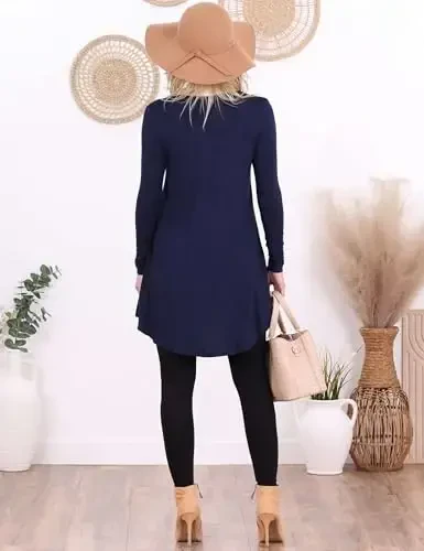 Popana Womens Long Sleeve Tunic Tops to Wear with Leggings - Long Tunic Shirts for Women Loose Fit Dressy Plus Size Casual - 5