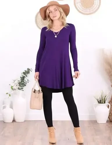 Popana Womens Long Sleeve Tunic Tops to Wear with Leggings - Long Tunic Shirts for Women Loose Fit Dressy Plus Size Casual - 3