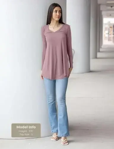Popana Womens Long Sleeve Tunic Tops to Wear with Leggings - Long Tunic Shirts for Women Loose Fit Dressy Plus Size Casual - POPANA (1)