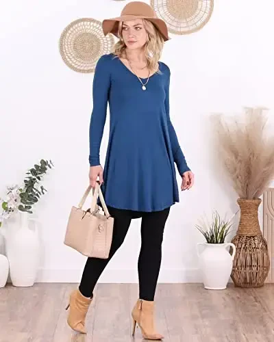 Popana Womens Long Sleeve Tunic Tops to Wear with Leggings - Long Tunic Shirts for Women Loose Fit Dressy Plus Size Casual - 2