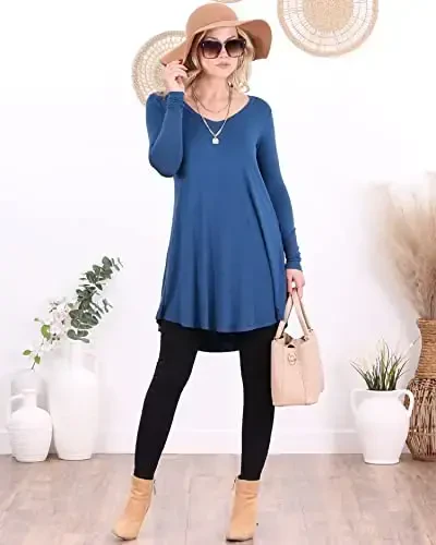 Popana Womens Long Sleeve Tunic Tops to Wear with Leggings - Long Tunic Shirts for Women Loose Fit Dressy Plus Size Casual - 5
