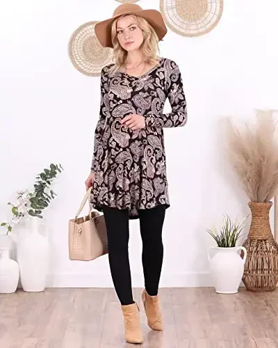 Popana Womens Long Sleeve Tunic Tops to Wear with Leggings - Long Tunic Shirts for Women Loose Fit Dressy Plus Size Casual - 3