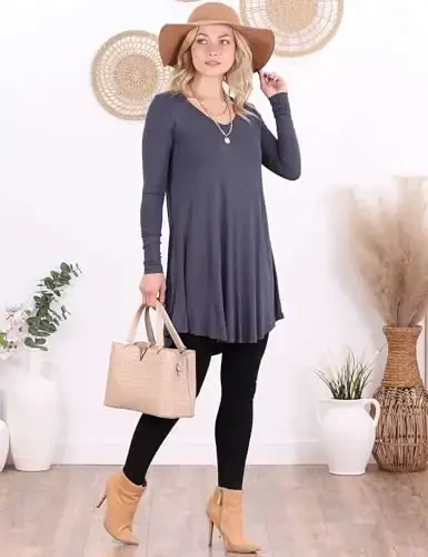 Popana Womens Long Sleeve Tunic Tops to Wear with Leggings - Long Tunic Shirts for Women Loose Fit Dressy Plus Size Casual - 4