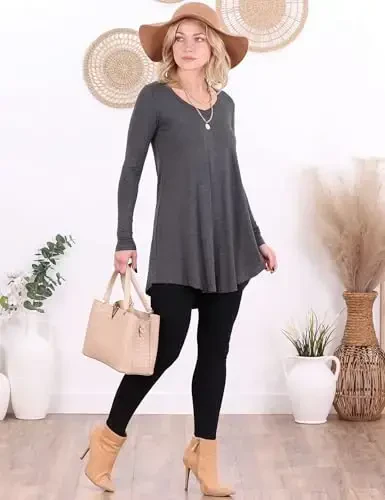 Popana Womens Long Sleeve Tunic Tops to Wear with Leggings - Long Tunic Shirts for Women Loose Fit Dressy Plus Size Casual - 3
