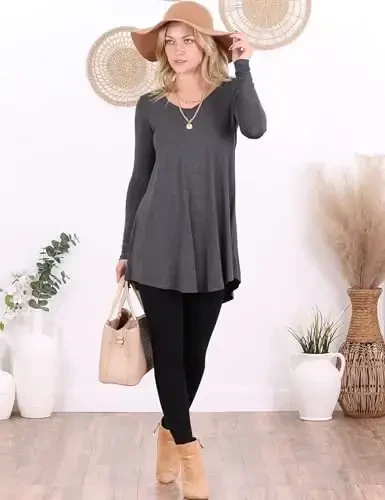 Popana Womens Long Sleeve Tunic Tops to Wear with Leggings - Long Tunic Shirts for Women Loose Fit Dressy Plus Size Casual - 4