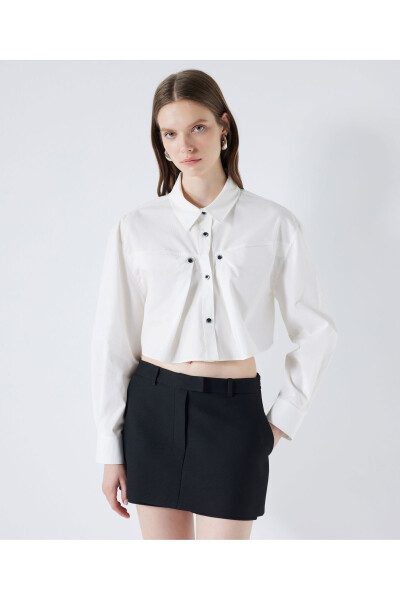 Poplin shirt with contrast buttons - 1