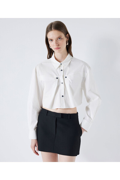 Poplin shirt with contrast buttons - İPEKYOL