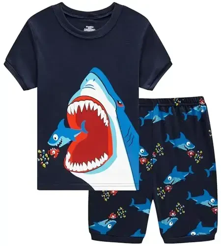 Popshion Boys Pajamas 100% Cotton Toddler 2 Piece Short Sleeve Pjs Kids Summer Sleepwear Clothes Set 3t-10t - 1