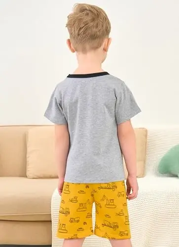 Popshion Boys Pajamas 100% Paxtadan Yozgi Bolalar Pidjaklari 2 Qismli Kalta Yengli Pidjaklar Bolalar Yozgi Uyqu Kiyimlari To'plami 3t-10t - 4
