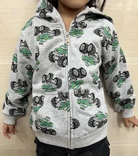 Popshion Boys Toddler Cartoon Dinosaur Hoodies Jacket Bolalar uchun 1-7 yoshli uzun yengli fermuarli kaputli sport sviter ko'ylagi - 2