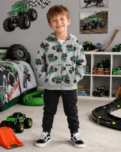 Popshion Boys Toddler Cartoon Dinosaur Hoodies Jacket Bolalar uchun 1-7 yoshli uzun yengli fermuarli kaputli sport sviter ko'ylagi - 4