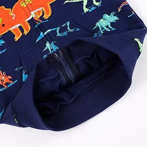 Popshion Boys Toddler Cartoon Dinosaur Hoodies Jacket Cool Long Sleeve Zipper Hooded Sport Sweatshirt Coat for Kids 1-7 Years - 5