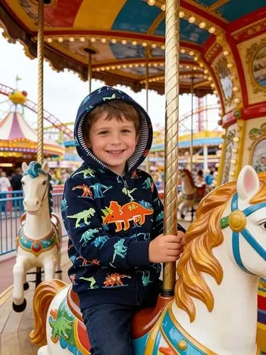 Popshion Boys Toddler Cartoon Dinosaur Hoodies Jacket Cool Long Sleeve Zipper Hooded Sport Sweatshirt Coat for Kids 1-7 Years - 3