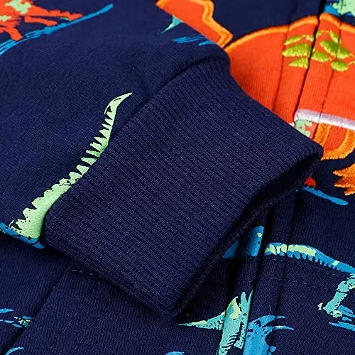 Popshion Boys Toddler Cartoon Dinosaur Hoodies Jacket Cool Long Sleeve Zipper Hooded Sport Sweatshirt Coat for Kids 1-7 Years - 3