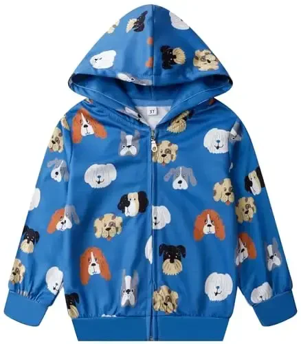 Popshion Boys Toddler Cartoon Dinosaur Hoodies Jacket Cool Long Sleeve Zipper Hooded Sport Sweatshirt Coat for Kids 1-7 Years - 1