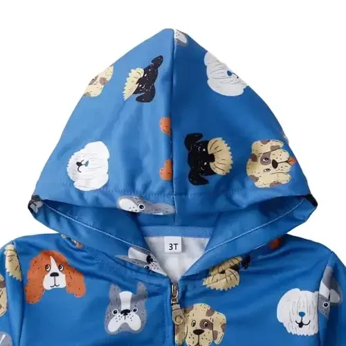 Popshion Boys Toddler Cartoon Dinosaur Hoodies Jacket Cool Long Sleeve Zipper Hooded Sport Sweatshirt Coat for Kids 1-7 Years - 4