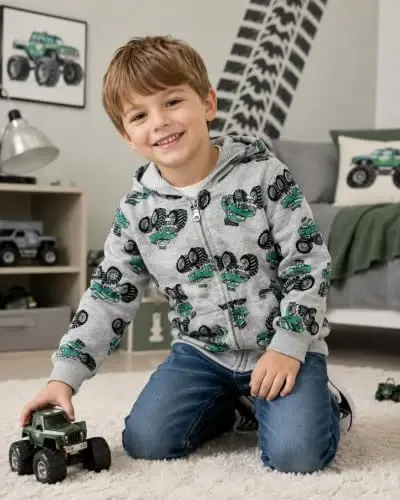 Popshion Boys Toddler Cartoon Dinosaur Hoodies Jacket Cool Long Sleeve Zipper Hooded Sport Sweatshirt Coat for Kids 1-7 Years - 3