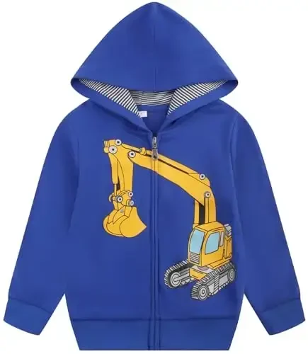 Popshion Boys Toddler Cartoon Dinosaur Hoodies Jacket Cool Long Sleeve Zipper Hooded Sport Sweatshirt Coat for Kids 1-7 Years - POPSHION