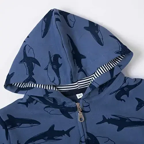 Popshion Boys Toddler Cartoon Dinosaur Hoodies Jacket Cool Long Sleeve Zipper Hooded Sport Sweatshirt Coat for Kids 1-7 Years - 4