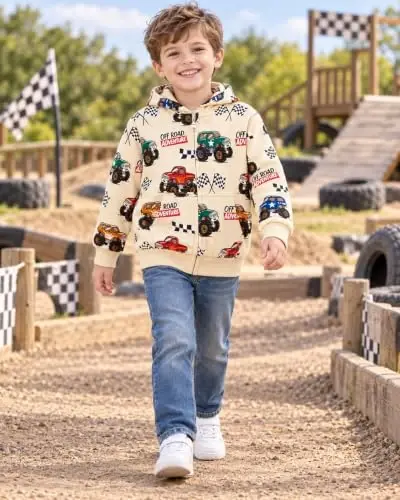 Popshion Boys Toddler Cartoon Dinosaur Hoodies Jacket Cool Long Sleeve Zipper Hooded Sport Sweatshirt Coat for Kids 1-7 Years - 4