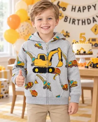 Popshion Boys Toddler Cartoon Dinosaur Hoodies Jacket Cool Long Sleeve Zipper Hooded Sport Sweatshirt Coat for Kids 1-7 Years - Popshion (1)