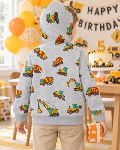 Popshion Boys Toddler Cartoon Dinosaur Hoodies Jacket Cool Long Sleeve Zipper Hooded Sport Sweatshirt Coat for Kids 1-7 Years - 4