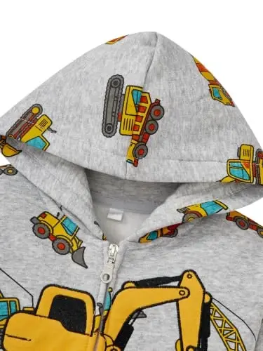 Popshion Boys Toddler Cartoon Dinosaur Hoodies Jacket Cool Long Sleeve Zipper Hooded Sport Sweatshirt Coat for Kids 1-7 Years - 5