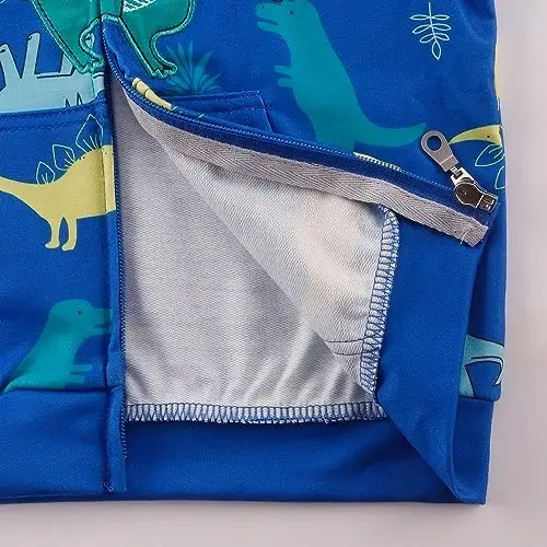 Popshion Boys Toddler Multfilm Dinosaur Hoodies Kurtka Salqin Uzun Qisma Fermuar Kapüşonlu Sport Sweatshirt Palto Bolalar uchun 1-7 Yillar - 6