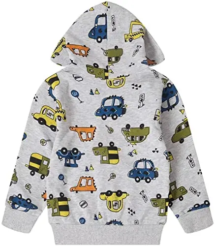 Popshion Boys Toddler Multfilm Dinozavr Kapüşonli Jilet Salqin Uzun Yengli Fermuarli Kapüşonli Sport Sviter Palto Bolalar Uchun 1-7 Yosh - 3