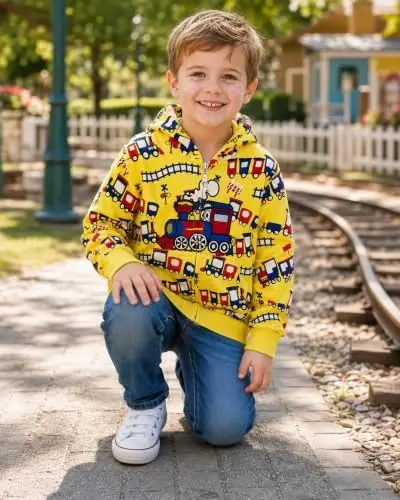 Popshion Boys Toddler Multfilm Dinozavr Kapüşonli Jilet Salqin Uzun Yengli Fermuarli Kapüşonli Sport Sviter Palto Bolalar uchun 1-7 yosh - 3