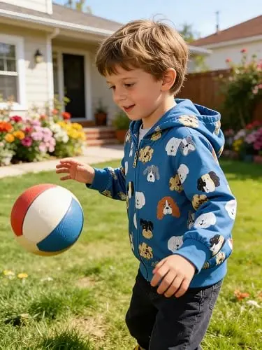 Popshion Boys Toddler Multfilm Dinozavr Kapüşonli Ko'ylagi Salqin Uzun Yengli Fermuarli Kapüşonli Sport Sviter Palto Bolalar uchun 1-7 Yosh - 3