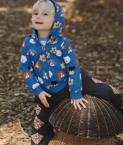 Popshion Boys Toddler Multfilm Dinozavr Kapüşonli Ko'ylagi Salqin Uzun Yengli Fermuarli Kapüşonli Sport Sviter Palto Bolalar uchun 1-7 Yosh - 2