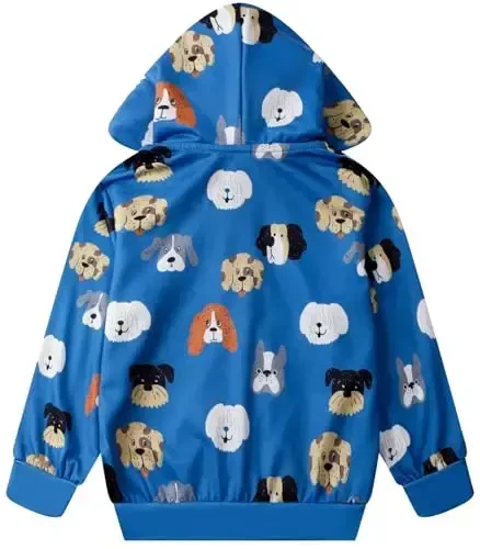 Popshion Boys Toddler Multfilm Dinozavr Kapüşonli Ko'ylagi Salqin Uzun Yengli Fermuarli Kapüşonli Sport Sviter Palto Bolalar uchun 1-7 Yosh - 3