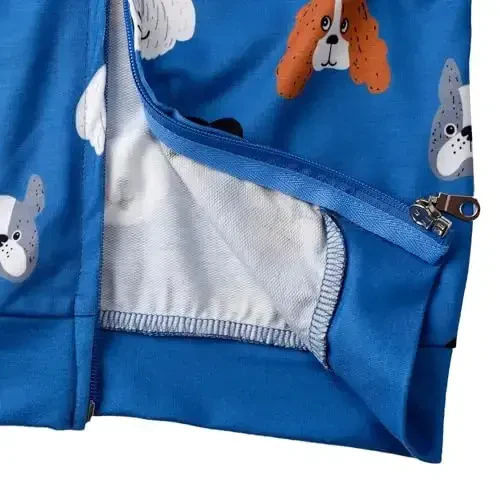 Popshion Boys Toddler Multfilm Dinozavr Kapüşonli Ko'ylagi Salqin Uzun Yengli Fermuarli Kapüşonli Sport Sviter Palto Bolalar uchun 1-7 Yosh - 6