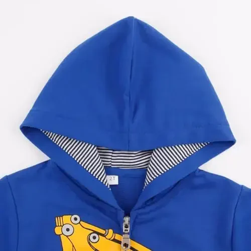 Popshion Boys Toddler Multfilm Dinozavr Kapüşonli Kurtkalar Salqin Uzun Yengli Fermuarli Kapüşonli Sport Sviter Palto Bolalar uchun 1-7 Yillar - 4