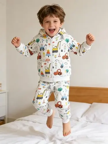 Popshion Boys Toddler Multfilm Dinozavr Xudi Jeketi Zo'r Uzun Qisma Fermuarli Kapüşonlu Sport Sviter Palto Bolalar Uchun 1-7 Yosh - 3