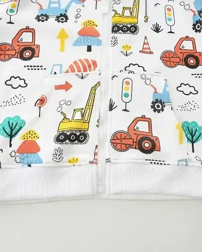 Popshion Boys Toddler Multfilm Dinozavr Xudi Jeketi Zo'r Uzun Qisma Fermuarli Kapüşonlu Sport Sviter Palto Bolalar Uchun 1-7 Yosh - 5