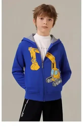 Popshion Boys Toddler Cartoon Dinosaur Hoodies Jacket Cool Long Sleeve Zipper Hooded Sport Sweatshirt Coat for Kids 1-7 Years - POPSHION (1)