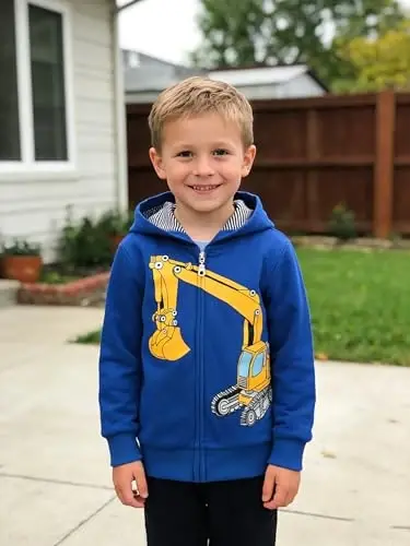 Popshion Boys Toddler Cartoon Dinosaur Hoodies Jacket Cool Long Sleeve Zipper Hooded Sport Sweatshirt Coat for Kids 1-7 Years - POPSHION