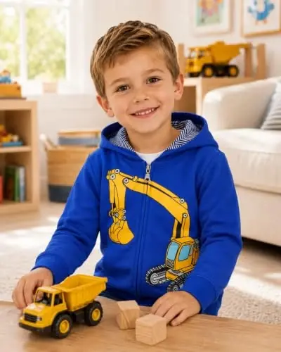 Popshion Boys Yürümeye Başlayan Çocuk Karikatür Dinozor Kapşonlu Ceket Serin Uzun Kollu Fermuarlı Kapüşonlu Spor Sweatshirt Çocuklar için Mont 1-7 Yaş - POPSHION (1)