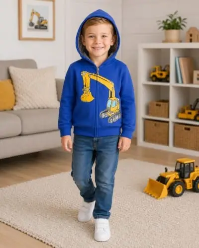Popshion Boys Yürümeye Başlayan Çocuk Karikatür Dinozor Kapşonlu Ceket Serin Uzun Kollu Fermuarlı Kapüşonlu Spor Sweatshirt Çocuklar için Mont 1-7 Yaş - 3