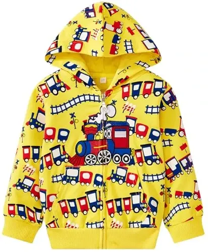 Popshion Boys Toddler Cartoon Dinosaur Hoodies Jacket Cool Long Sleeve Zipper Hooded Sport Sweatshirt Coat for Kids 1-7 Years 