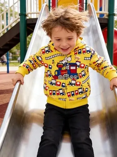 Popshion Boys Toddler Cartoon Dinosaur Hoodies Jacket Cool Long Sleeve Zipper Hooded Sport Sweatshirt Coat for Kids 1-7 Years - POPSHION (1)
