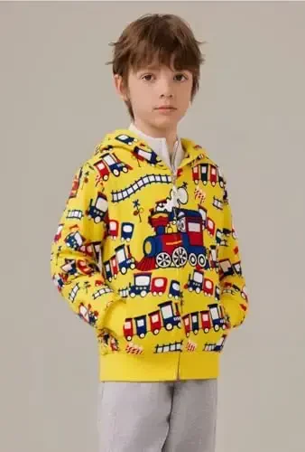 Popshion Boys Toddler Cartoon Dinosaur Hoodies Jacket Cool Long Sleeve Zipper Hooded Sport Sweatshirt Coat for Kids 1-7 Years - 2