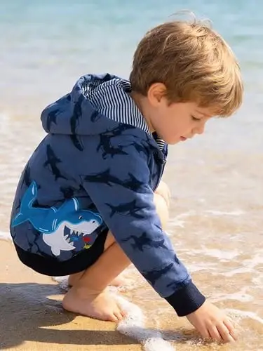 Popshion Boys Toddler Cartoon Dinosaur Hoodies Jacket Cool Long Sleeve Zipper Hooded Sport Sweatshirt Coat for Kids 1-7 Years - 3
