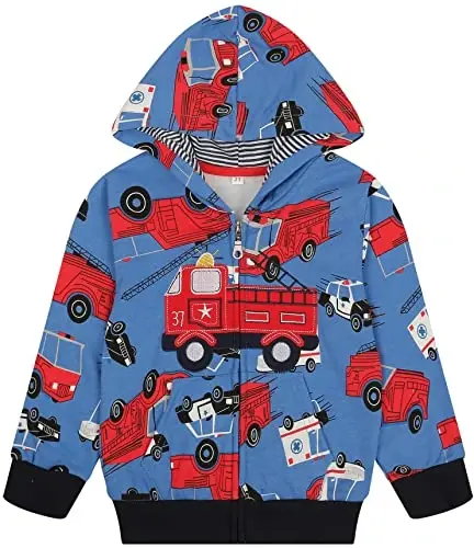 Popshion Boys Toddler Cartoon Dinosaur Hoodies Jacket Cool Long Sleeve Zipper Hooded Sport Sweatshirt Coat for Kids 1-7 Years - 1